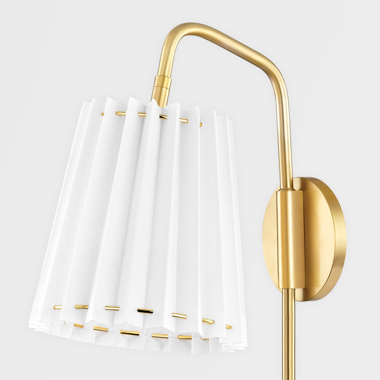 Cosette Aged Brass Pleated Belgian Linen 1-Light Wall Sconce