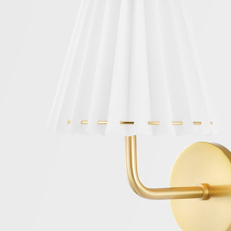 Demi Aged Brass Pleated Linen Shade Wall Sconce