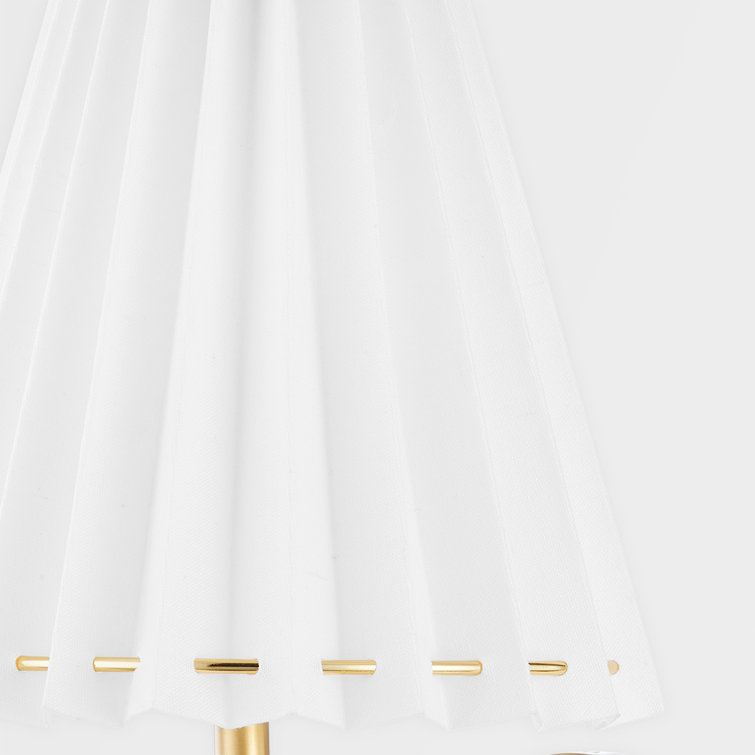 Demi Aged Brass Pleated Linen Shade Wall Sconce
