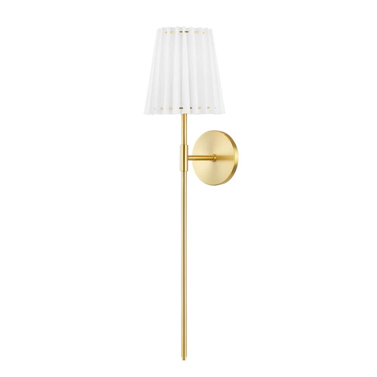 Demi Aged Brass Wall Sconce with Belgian Linen Shade