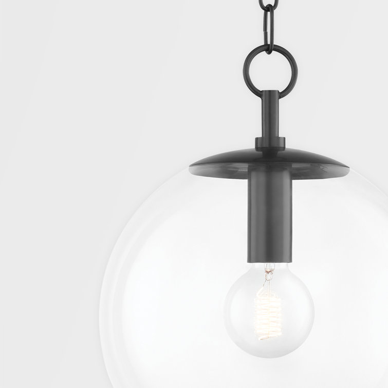 Old Bronze and Clear Glass Globe Pendant Light