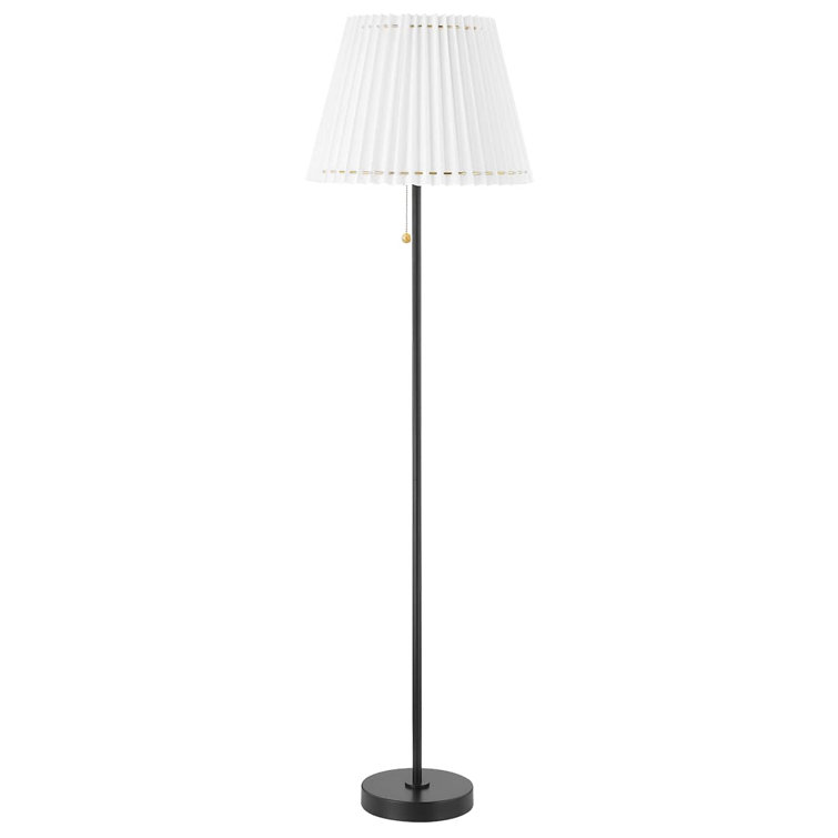 Adjustable Soft Black Floor Lamp with Pleated Belgian Linen Shade