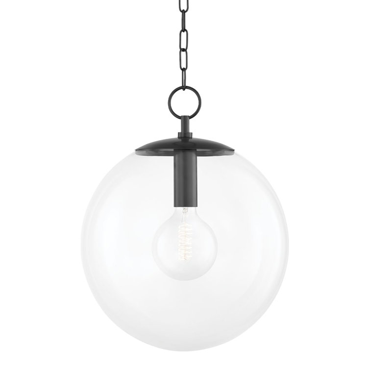 Old Bronze and Clear Glass Globe Pendant Light