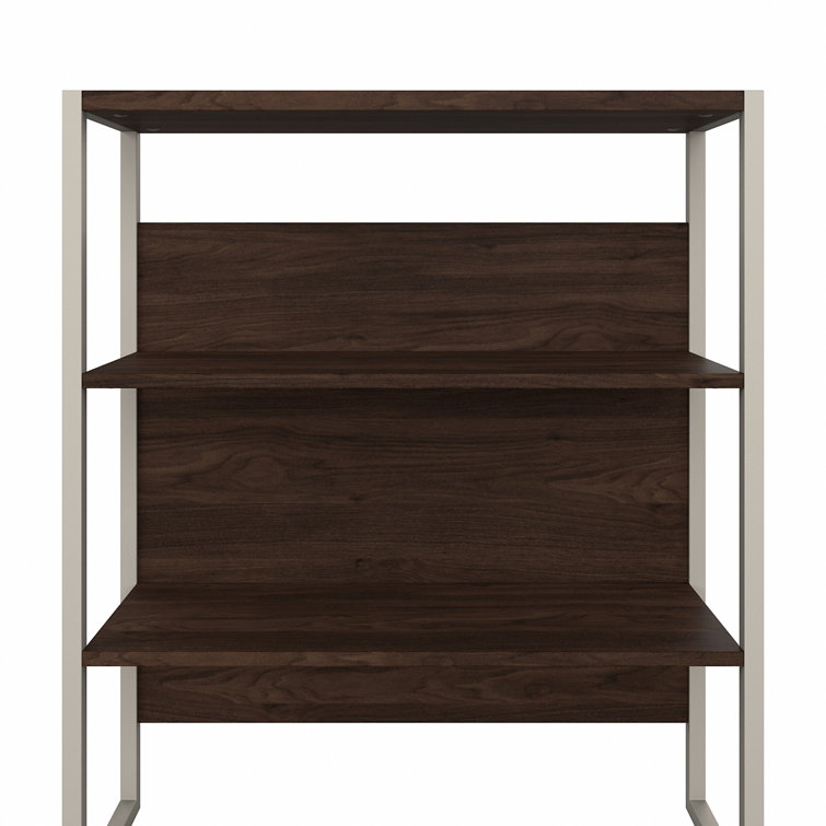 Adjustable Black Walnut Tall Etagere Bookcase with Engineered Wood