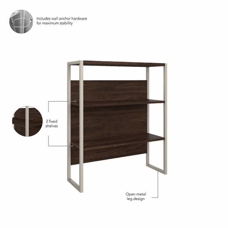 Adjustable Black Walnut Tall Etagere Bookcase with Engineered Wood