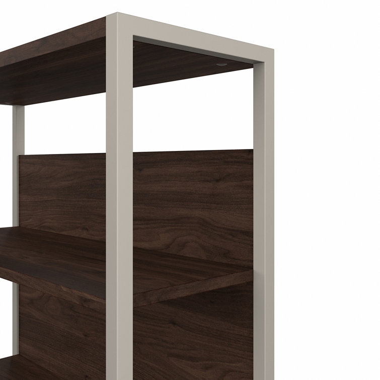 Adjustable Black Walnut Tall Etagere Bookcase with Engineered Wood
