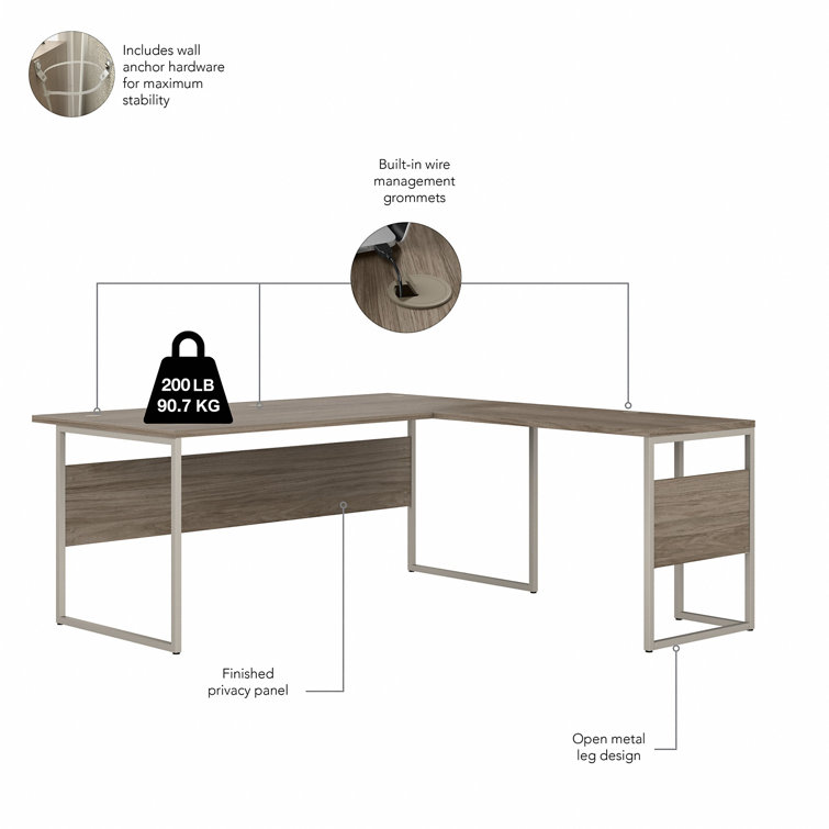 Contemporary Modern Hickory Corner Computer Desk with Drawer