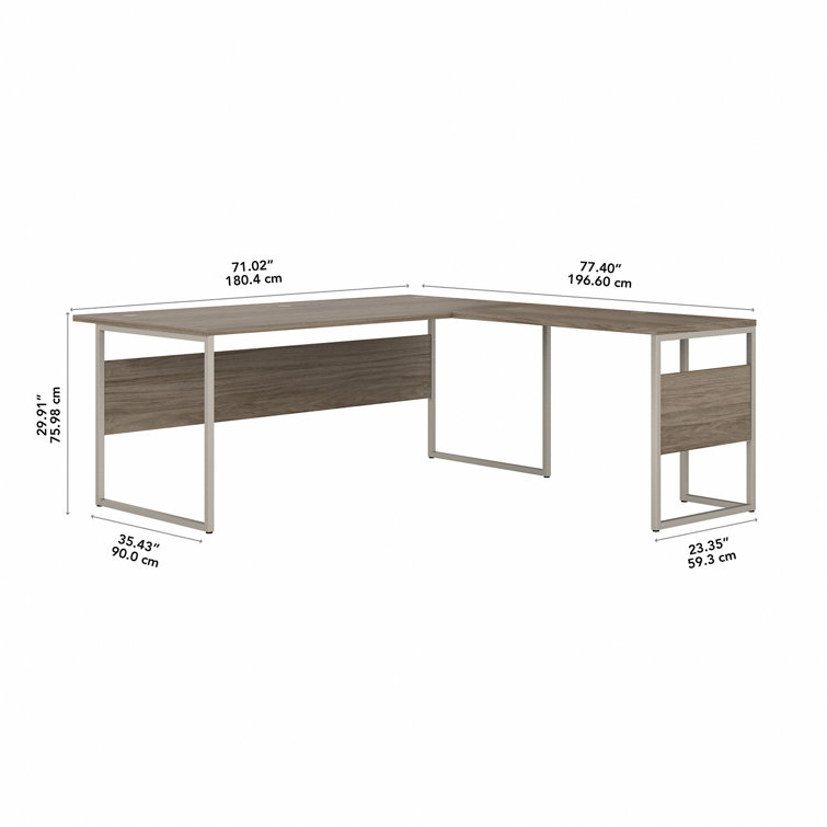 Contemporary Modern Hickory Corner Computer Desk with Drawer