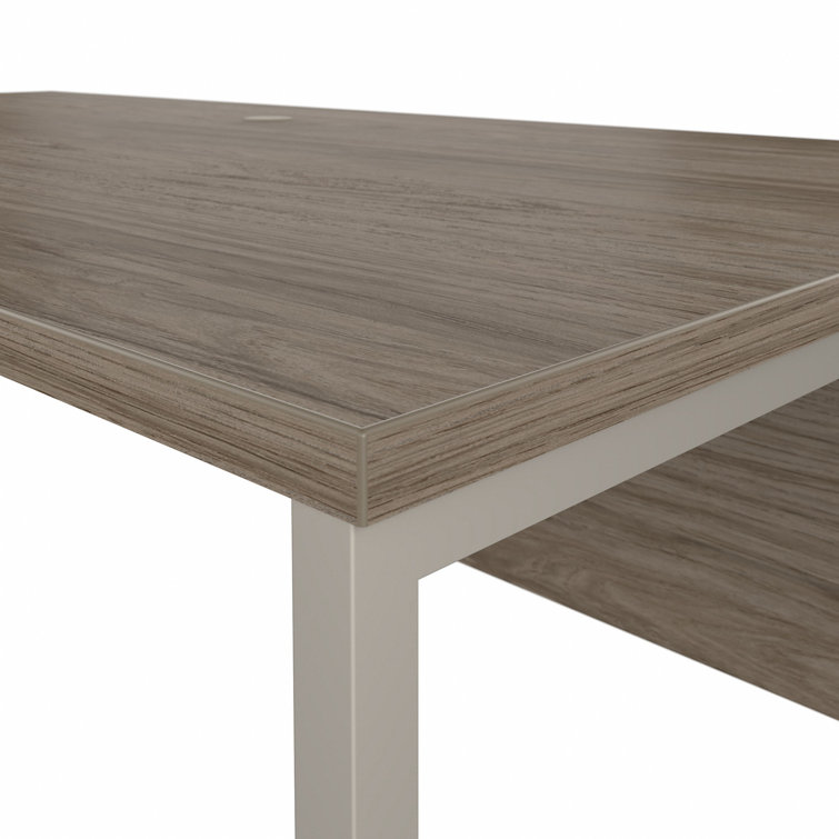 Contemporary Modern Hickory Corner Computer Desk with Drawer