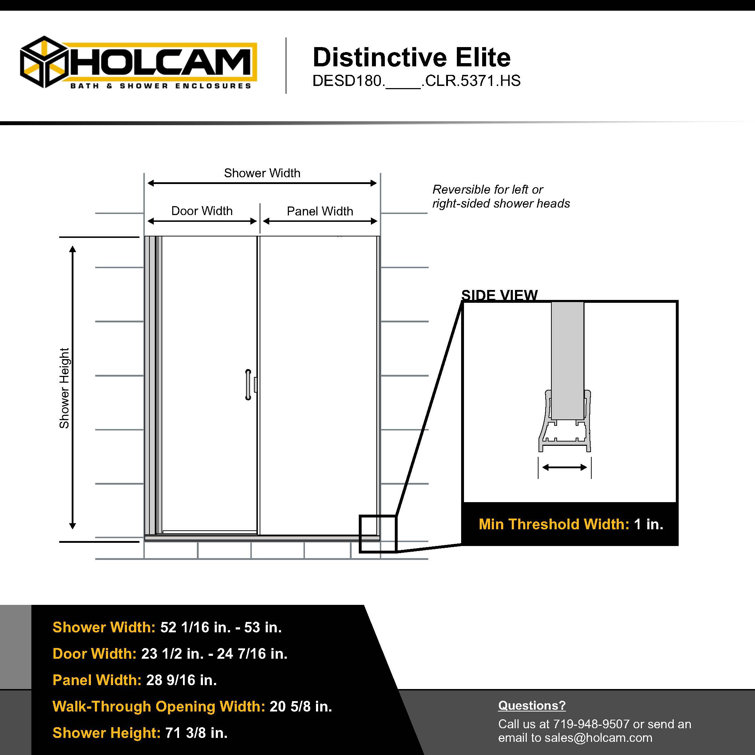 Distinctive Elite Chrome Semi-Frameless Hinged Shower Door