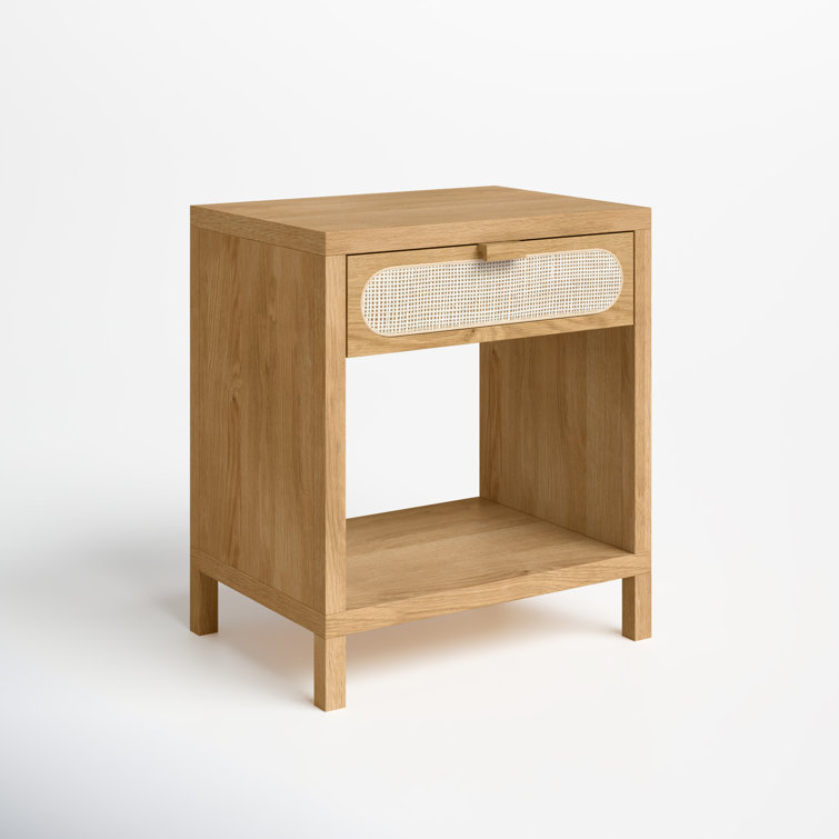 Allegra Honey Oak & Cream Cane Single Drawer Nightstand