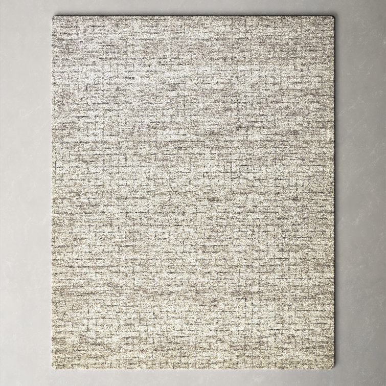 Beige and Gray Hand-Tufted Wool Rectangular Rug