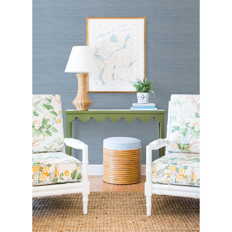 Mineral Blue Faux Grasscloth Peel and Stick Wallpaper Roll