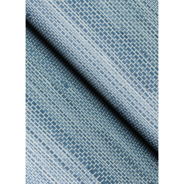 Mineral Blue Faux Grasscloth Peel and Stick Wallpaper Roll