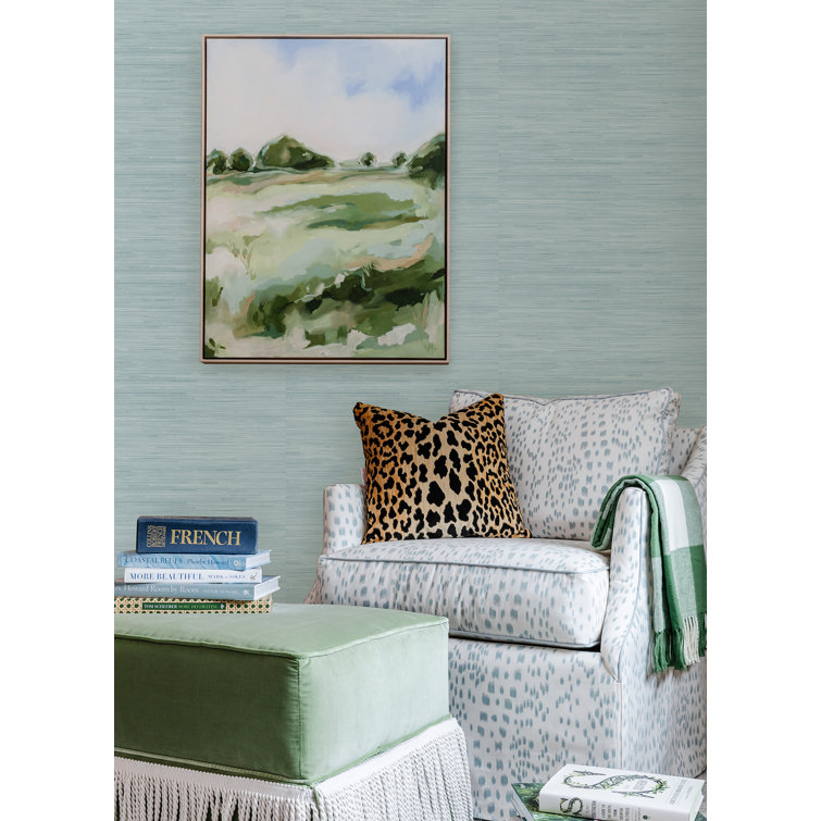 Sky Blue Faux Grasscloth Peel and Stick Wallpaper Roll