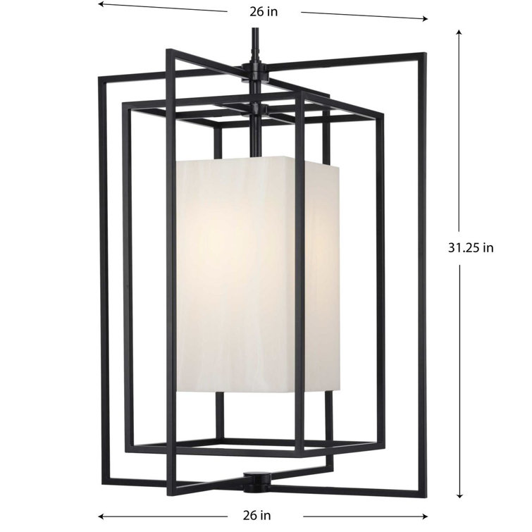 Matte Black Geometric Indoor/Outdoor Pendant Light with Acrylic Shade