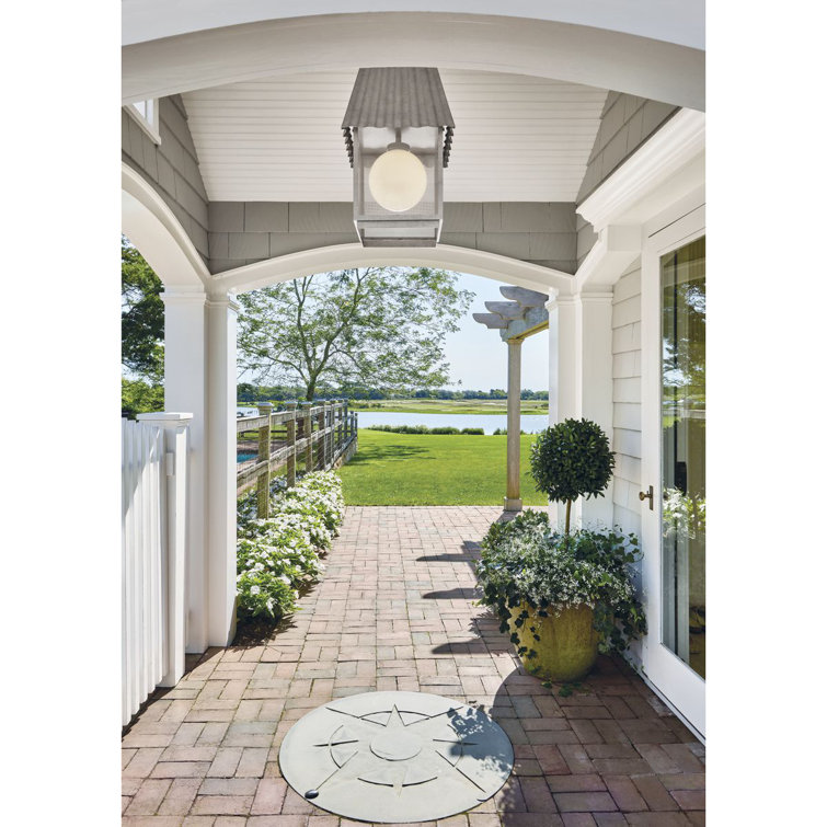 Galvanized Finish Glass Globe Outdoor Pendant Light