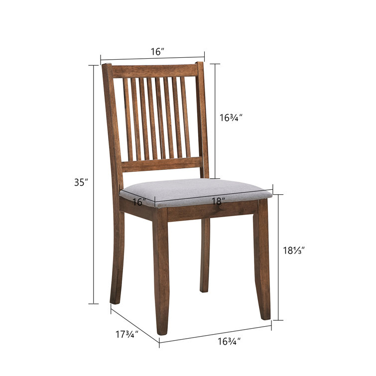 Rustic Walnut Slat Back Upholstered Linen Dining Chair