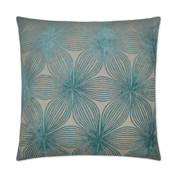 Aqua and Ivory Abstract Leaf Decorative Pillow