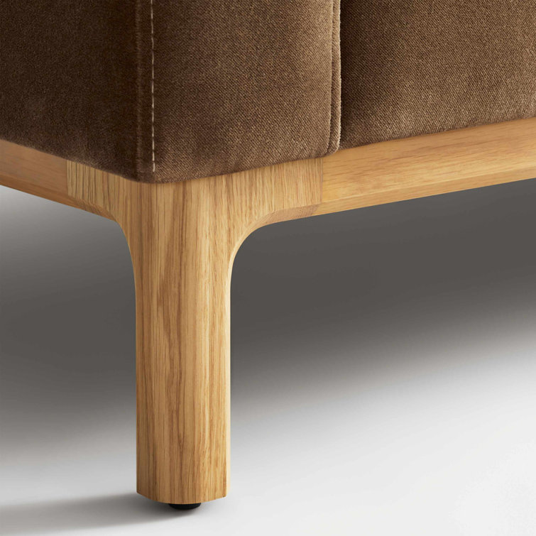 Coffee Velvet and Walnut 96" Round Arm Sofa