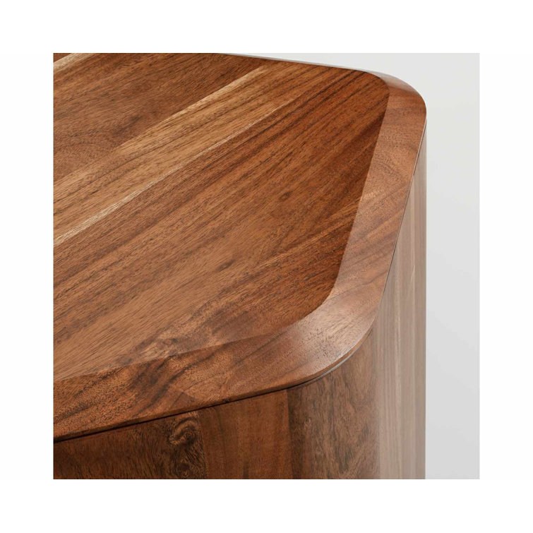Acacia Wood Rectangular Side Table with Storage