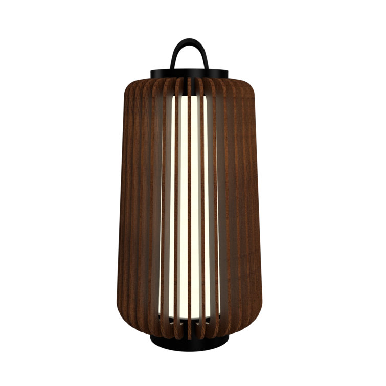 Imbuia Wood and Bronze Contemporary Table Lamp
