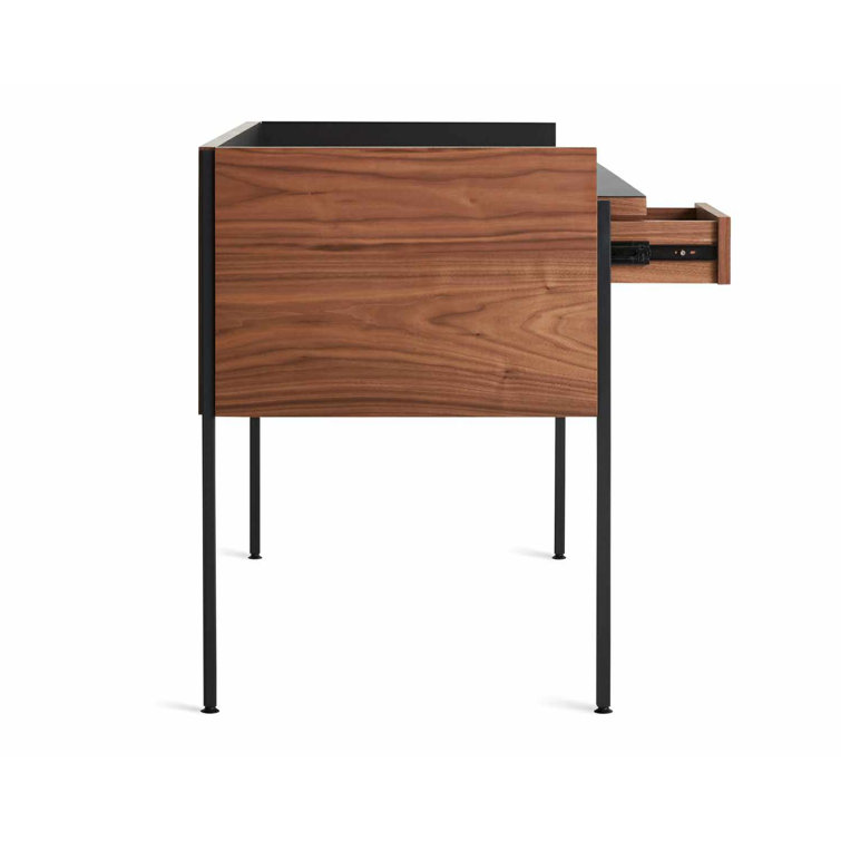 Walnut and Black Wood Desk with Drawer
