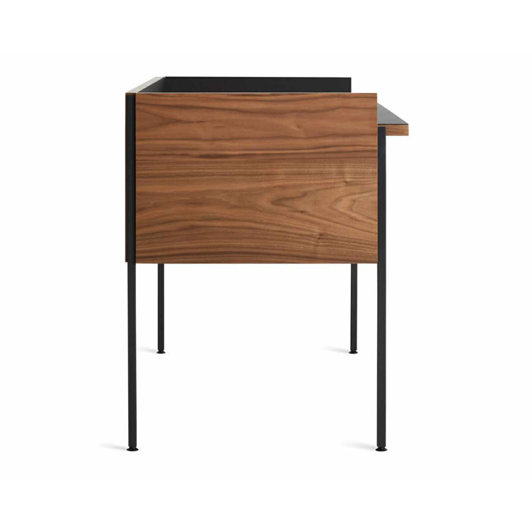 Walnut and Black Wood Desk with Drawer