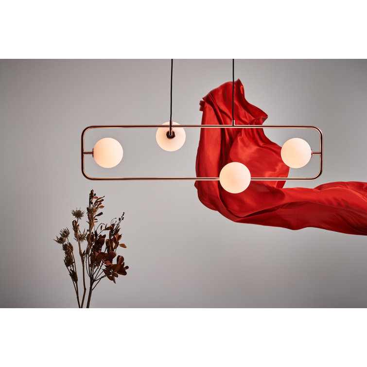 Amaia Contemporary Copper LED Island Light with Opal Glass