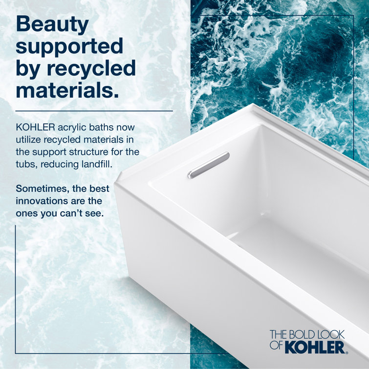 White Acrylic 60" x 30" Drop-In Soaking Bathtub