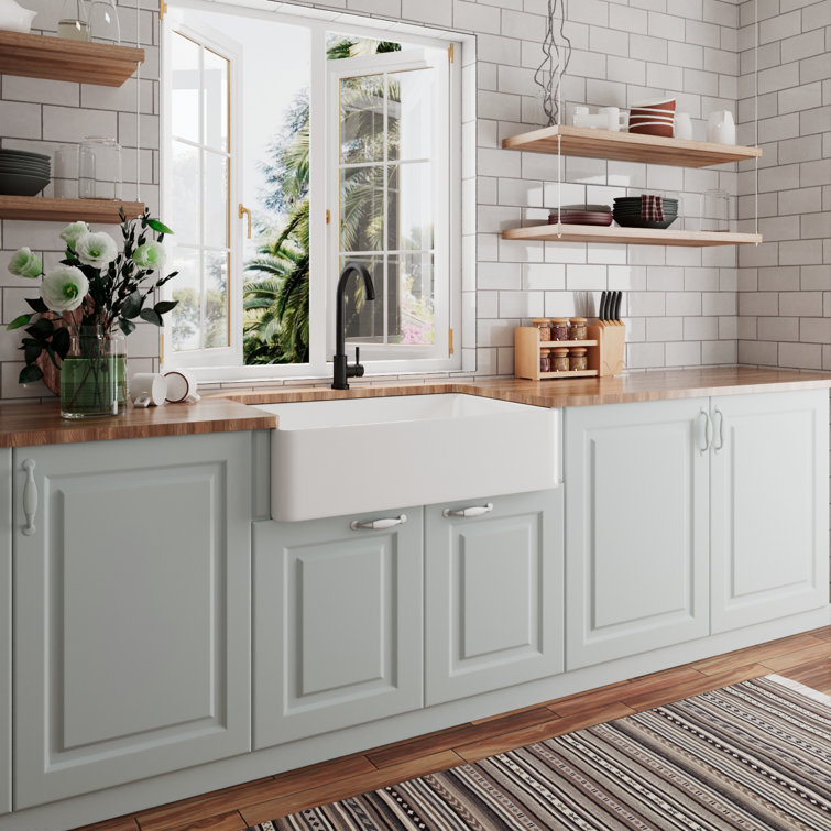 White Fireclay Farmhouse Single Bowl Kitchen Sink