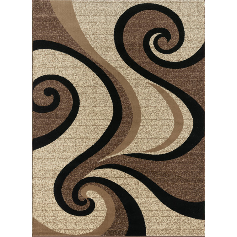 Luxe Swirl Beige Abstract Geometric 7'10" x 10'6" Area Rug
