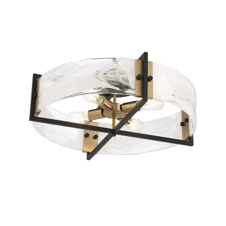 Hayward Matte Black and Brass 4-Light Ceiling Fixture