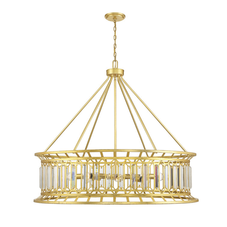 True Gold Crystal 10-Light Wagon Wheel Chandelier