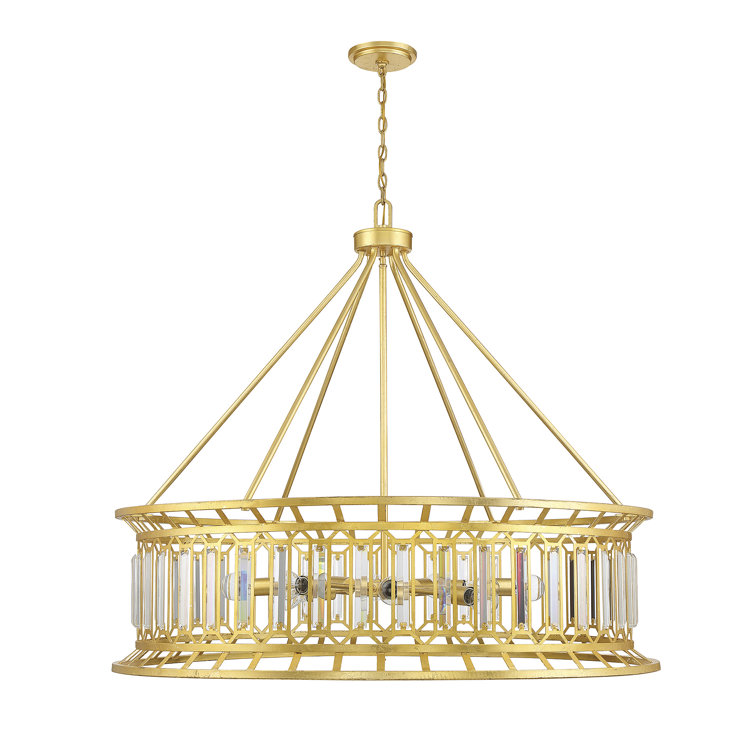True Gold Crystal 10-Light Wagon Wheel Chandelier
