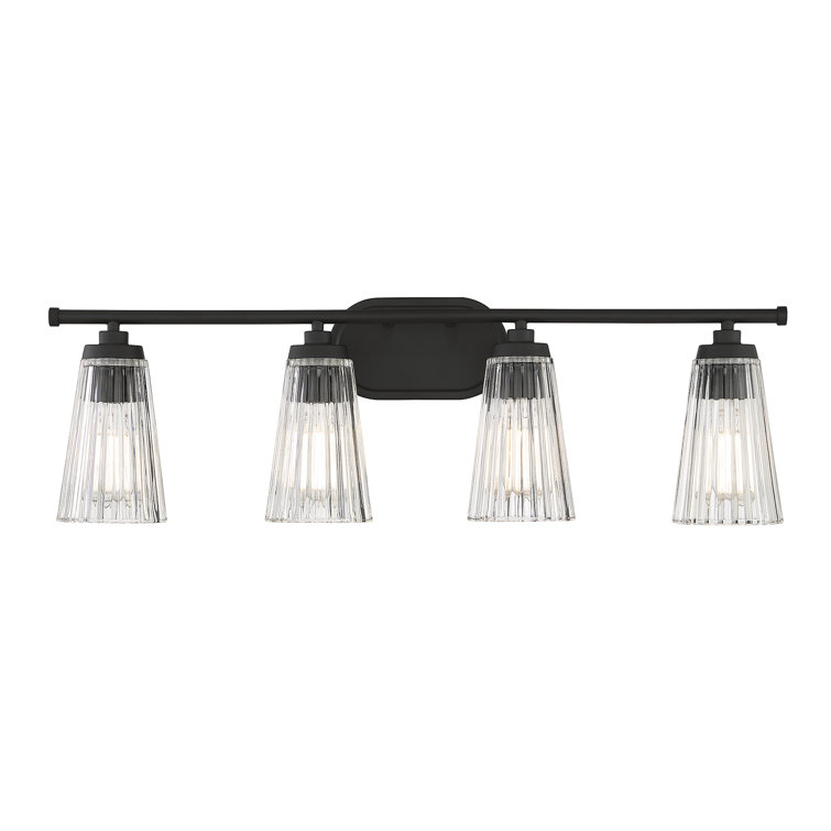 Matte Black and Clear Glass 4-Light Vanity Fixture