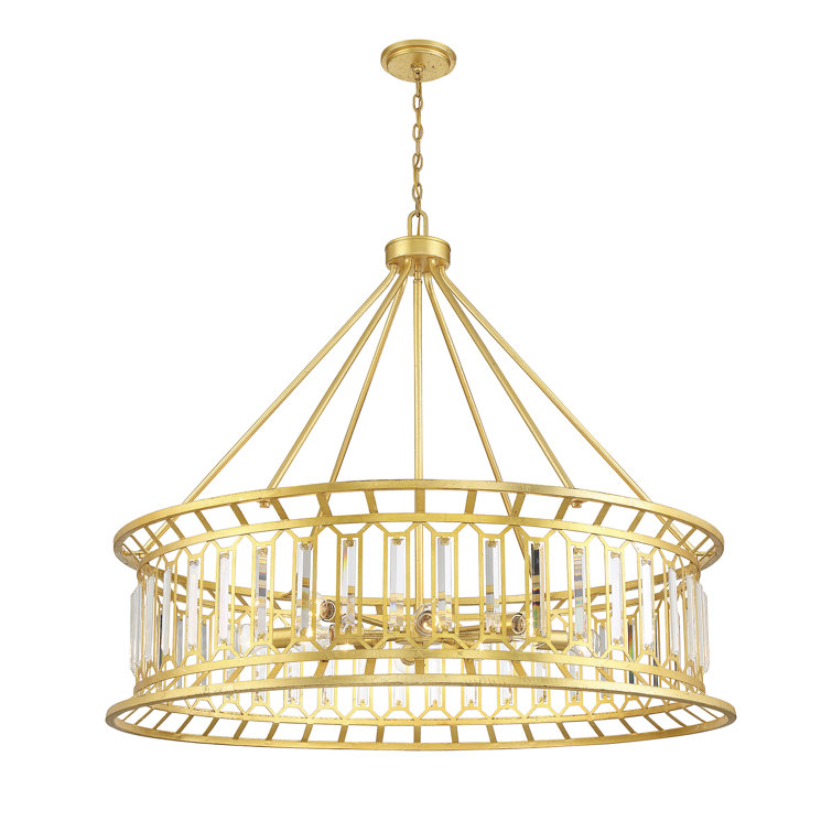 True Gold Crystal 10-Light Wagon Wheel Chandelier