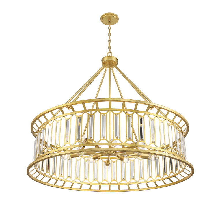 True Gold Crystal 10-Light Wagon Wheel Chandelier