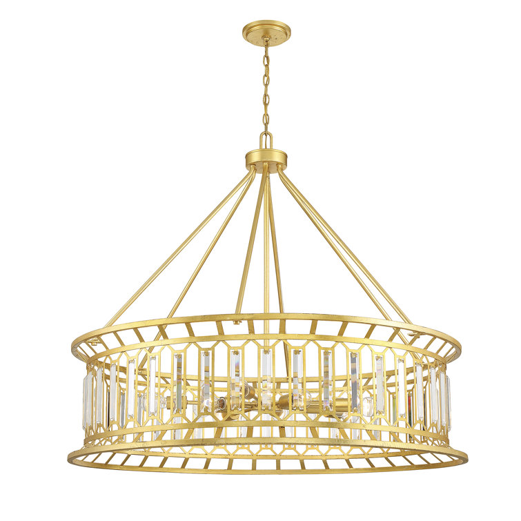 True Gold Crystal 10-Light Wagon Wheel Chandelier