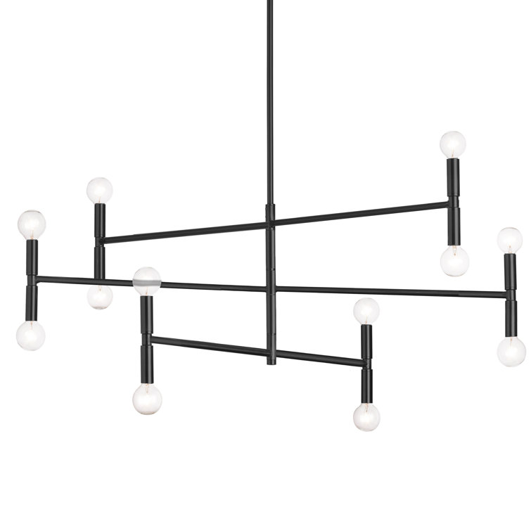 Ava Modern 12-Light Black Drum Chandelier with Dimmable Incandescent Bulbs