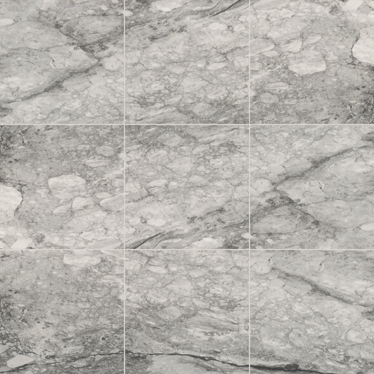 Leonardo Onda Gray 24x24 Polished Porcelain Marble Look Tile