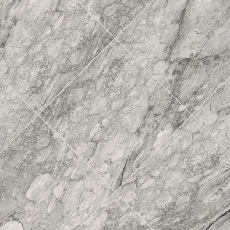 Leonardo Onda Gray 24x24 Polished Porcelain Marble Look Tile