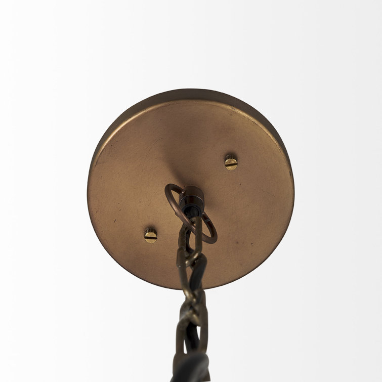 Willson Black and Antique Brass Glass Bowl Pendant Light