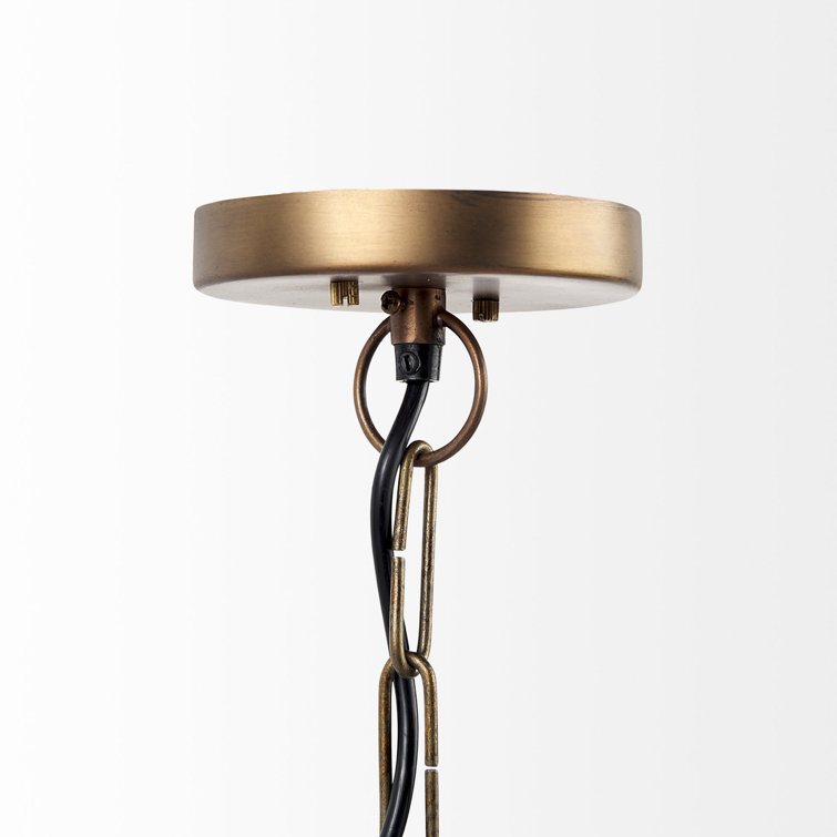 Willson Black and Antique Brass Glass Bowl Pendant Light