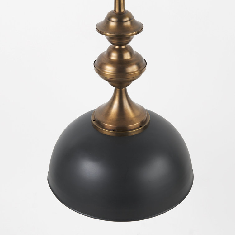 Willson Black and Antique Brass Glass Bowl Pendant Light