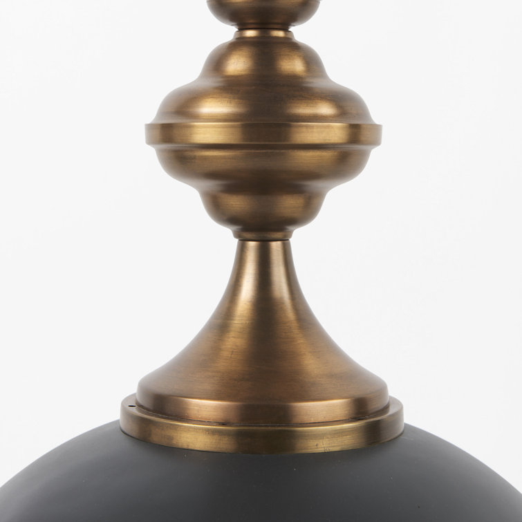 Willson Black and Antique Brass Glass Bowl Pendant Light