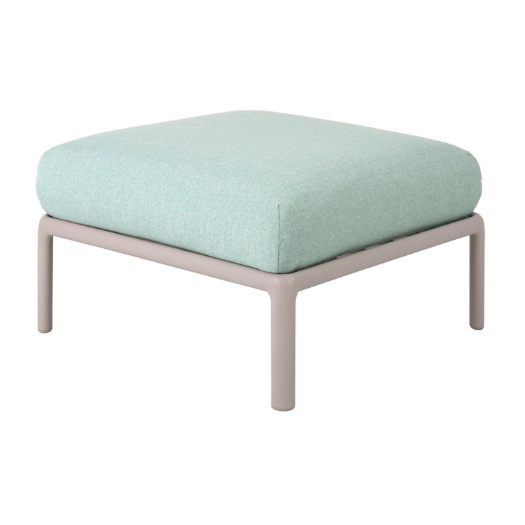 Laurel Inspired 31'' Gray Outdoor Ottoman with Seafoam Sunbrella Cushion