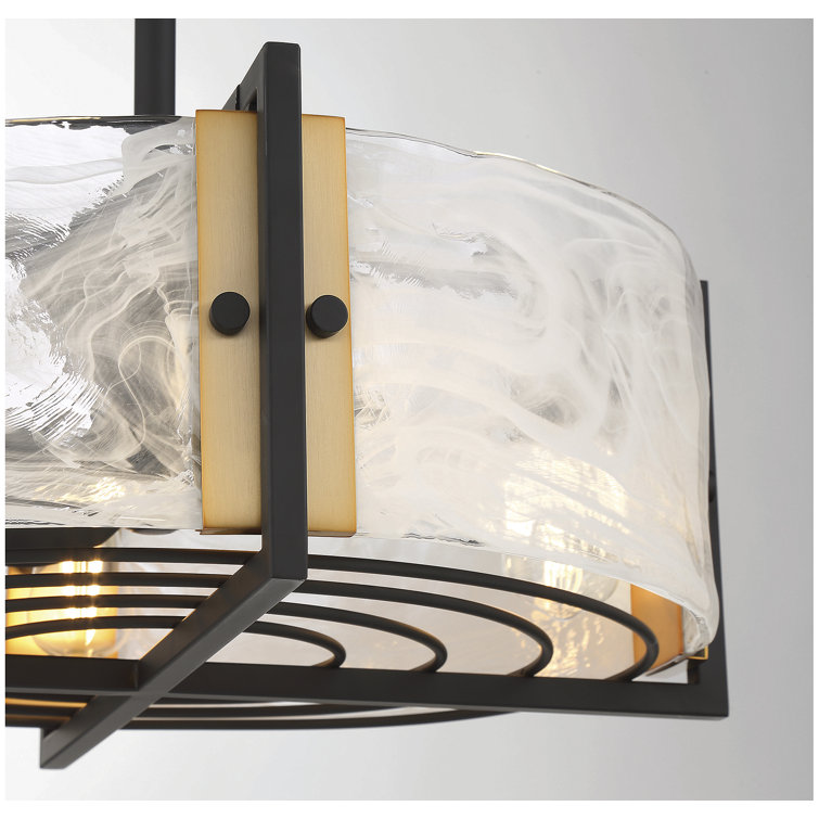 Matte Black and Warm Brass 4-Light Chandelier Fan with Remote