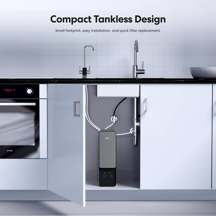 Brio Black Stainless Steel Tankless Under-Sink Water Filtration System