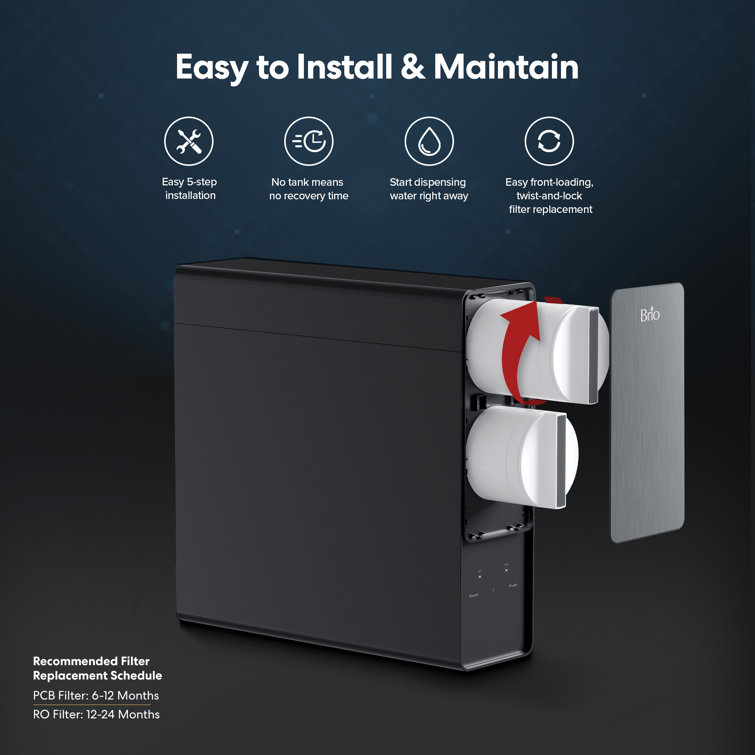 Brio Black Stainless Steel Tankless Under-Sink Water Filtration System